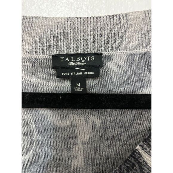 Talbots Womens M Pure Italian Merino Wool Pullover Sweater Paisley V Neck Soft - Picture 4 of 4